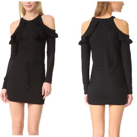 SALE! NWOT ALICE MCCALL Sweater Dress Cold Shoulders Ruffles Sz4US - Picture 3 of 7